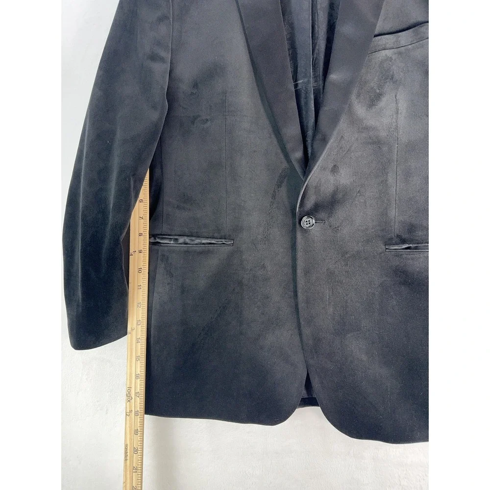 Express Blazer Mens‎ 40R Black Velvet Tuxedo Jacket Slim Fit Shawl Lapel Formal